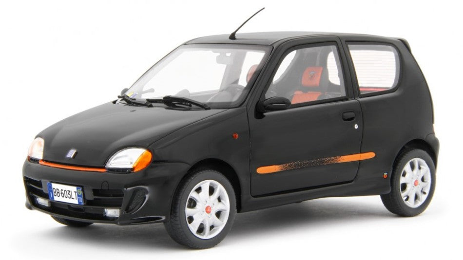 Miniature Laudoracing-Models 1/18 – Fiat Seicento Sporting Abarth 1998 – Noire – Résine