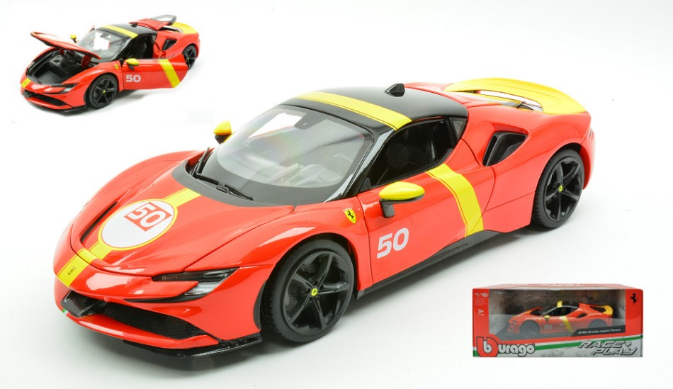 Ferrari SF90 Stradale No.50, Assetto Fiorano 2020 Le Mans Edition 1-18 Burago - Schuiten Autominiaturen