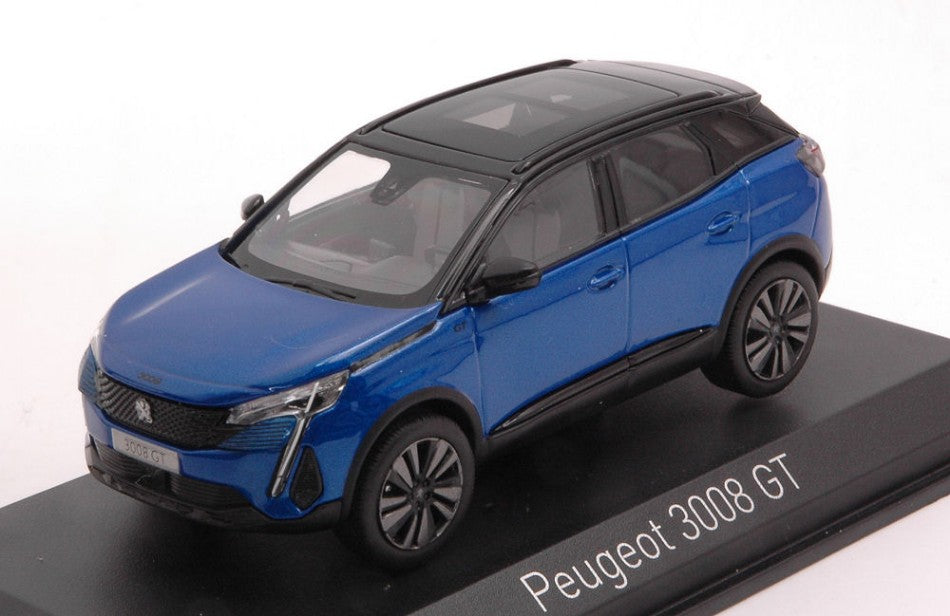 PEUGEOT 3008 GT BLACK PACK 2021 VERTIGO BLUE 1:43 – NyeModelbiler.dk