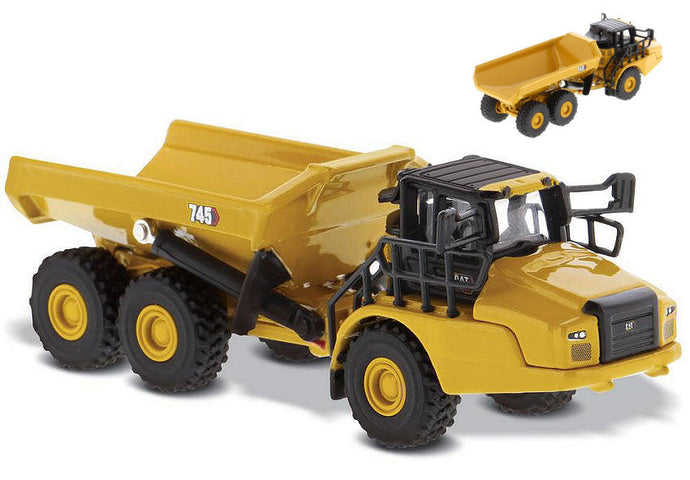 CATERPILLAR CAT745 CASSONE RIBALTABILE CAVA 3-ASSI - ARTICULATED TRUCK YELLOW BLACK 1:125