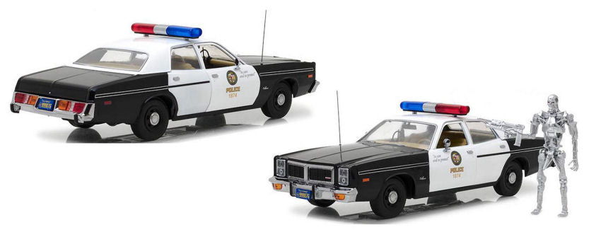 DODGE MONACO 1977 METROPOLITAN POLICE WITH TERMINATOR FIGURE 1984 1:18