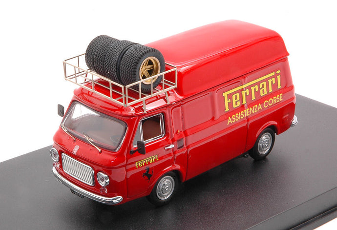 FIAT 238 VAN TETTO ALTO CON PORTAPACCHI ASSISTENZA CORSE FERRARI 1970 - HIGH ROOF WITH RACK RED 1:43