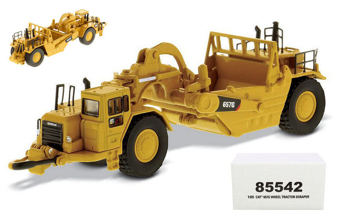CATERPILLAR CAT657G RUSPA GOMMATA - WHEEL TRACTOR SCRAPER YELLOW BLACK 1:125