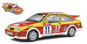 FORD ENGLAND SIERRA RS COSWORTH N 11 RALLY TOUR DE CORSE 1987 D.AURIOL - B.OCCELLI RED YELLOW 1:18