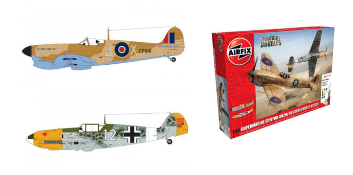 SUPERMARINE SPITFIRE MKVB + MESSERSCHMITT BF109E SET Pz.2 KIT 1:48