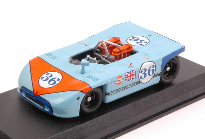 PORSCHE 908/03 SPIDER TEAM JOHN WYER AUTOMOTIVE ENGINEERING GULF N 36 TARGA FLORIO 1970 RICHARD ATTWOOD - BJORN WALDEGAARD LIGHT BLUE ORANGE 1:43