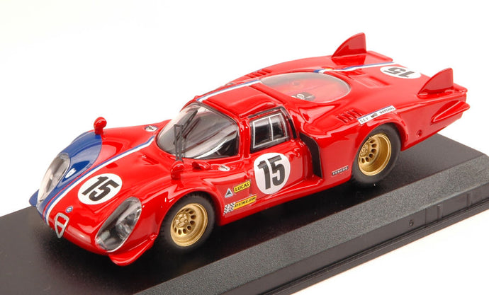ALFA ROMEO 33.2 LM N 15 TEST 24h LE MANS 1969 PILETTE - SLOTEMAKER RED BLUE 1:43