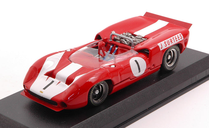 LOLA T70 MKII SPIDER N 1 WINNER BRANDS HATCH GUARD TROPHY 1966 J.SURTEES RED WHITE 1:43