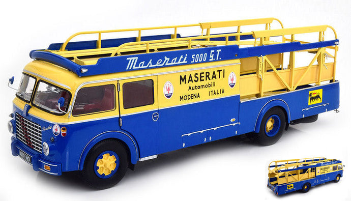 FIAT 642RN2 TRUCK BARTOLETTI MASERATI CAR TRANSPORTER 1957 BLUE YELLOW 1:18