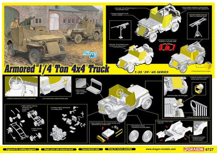 ARMORED 1/4-Ton 4x4 TRUCK W/50-cal MACHINE GUN KIT 1:35