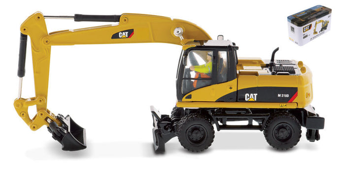 CATERPILLAR CATM318D ESCAVATORE GOMMATO - TRACTOR HYDRAULIC EXCAVATOR SCRAPER YELLOW BLACK 1:87