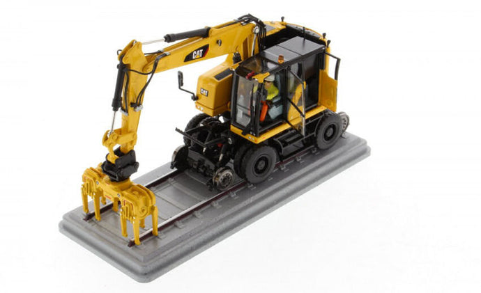 CATERPILLAR CATM323F ESCAVATORE GOMMATO SU ROTAIE FERROVIARIE - TRACTOR HYDRAULIC EXCAVATOR SCRAPER YELLOW BLACK 1:50