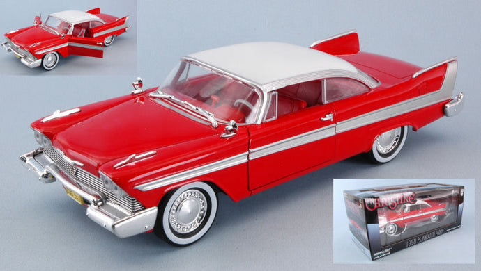 PLYMOUTH FURY CHRISITNE LA MACCHINA INFERNALE 1958 RED W/WHITE ROOF 1:24