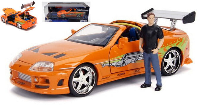 BRIAN & TOYOTA SUPRA 1995 ORANGE FAST & FURIOUS W/FIGURE 1:24