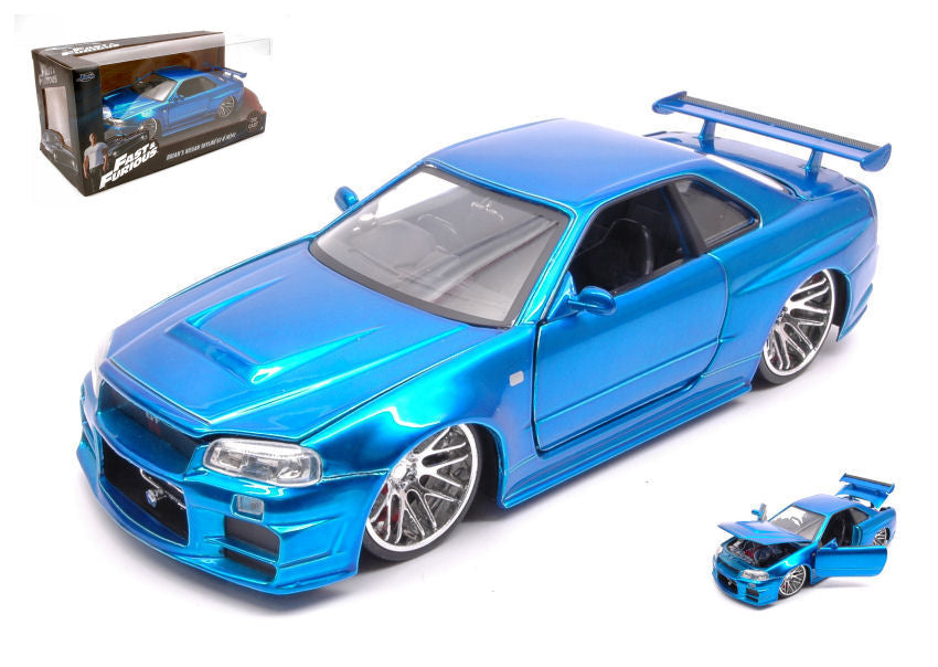 BRIAN'S NISSAN SKYLINE GT-R 2002 FAST & FURIOUS METALLIC BLUE 1:24