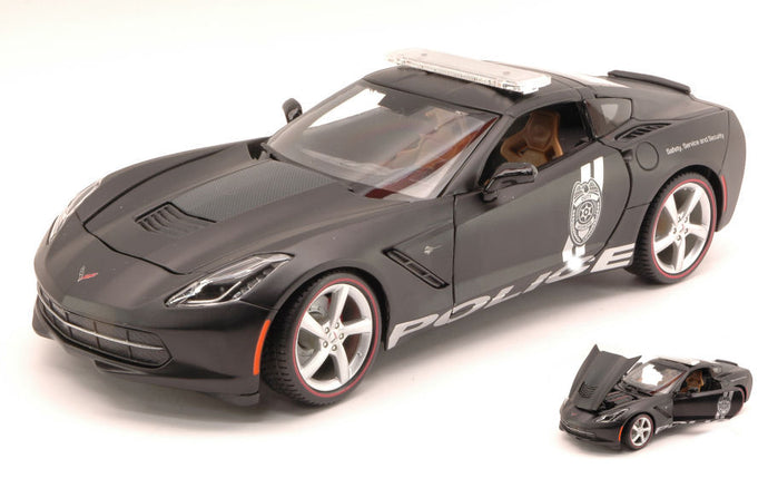 CORVETTE STINGRAY 2014 SAFETY SERVICE AND SECURITY MATT BLACK 1:18