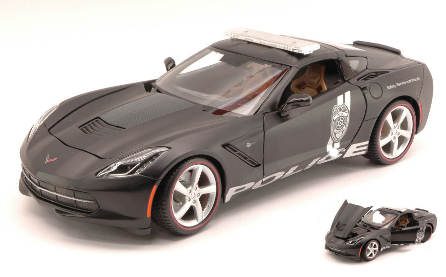CORVETTE STINGRAY 2014 SAFETY SERVICE AND SECURITY MATT BLACK 1:18