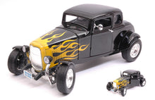 Indlæs billede til gallerivisning FORD HOT ROD WINDOW COUPE YELLOW FLAME 1932 sort/gul 1:18