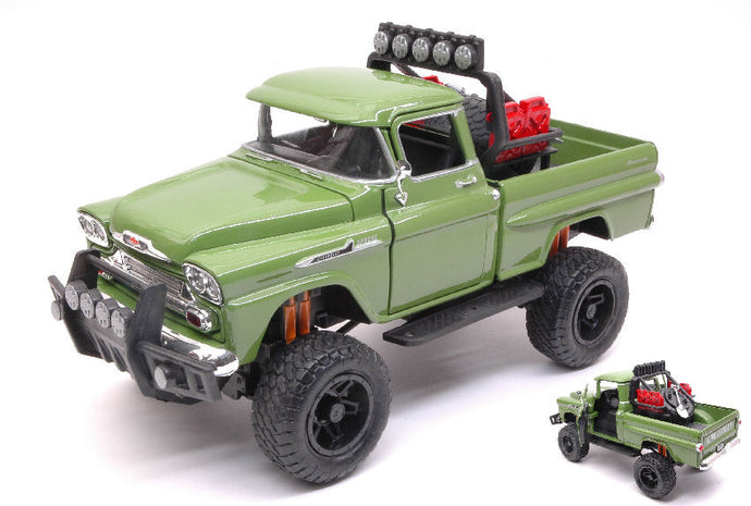 CHEVROLET APACHE FLEETSIDE PICK UP OFF ROAD 1958 GREEN 1:24