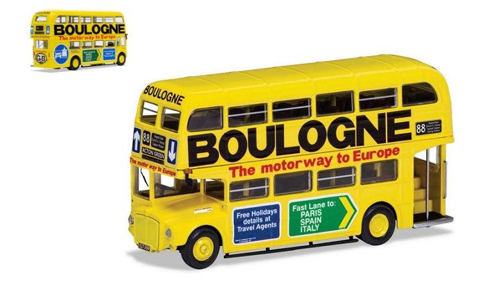 AEC TYPE RM AUTOBUS LONDON TRANSPORT BOULOGNE ROUTE 88 ACTION GREEN 1949 YELLOW 1:76