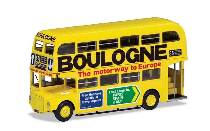 AEC TYPE RM AUTOBUS LONDON TRANSPORT BOULOGNE ROUTE 88 MITCHAM CRICKETERS 1949 YELLOW 1:76