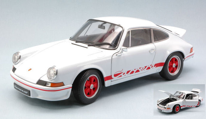 PORSCHE 911 CARRERA RS 1973 WHITE W/RED STRIPES 1:18