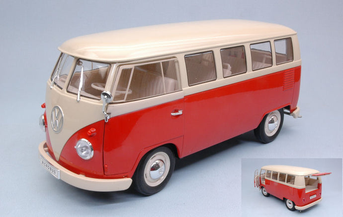 VW T1 BUS RED W/CREAM ROOF 1:18