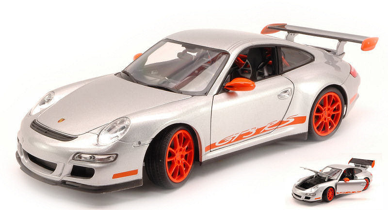 PORSCHE 911 GT3 RS 2007 GREY WITH ORANGE STRIPS 1:18