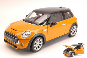 NEW MINI HATCH 2015 ORANGE W/BLACK ROOF 1:18