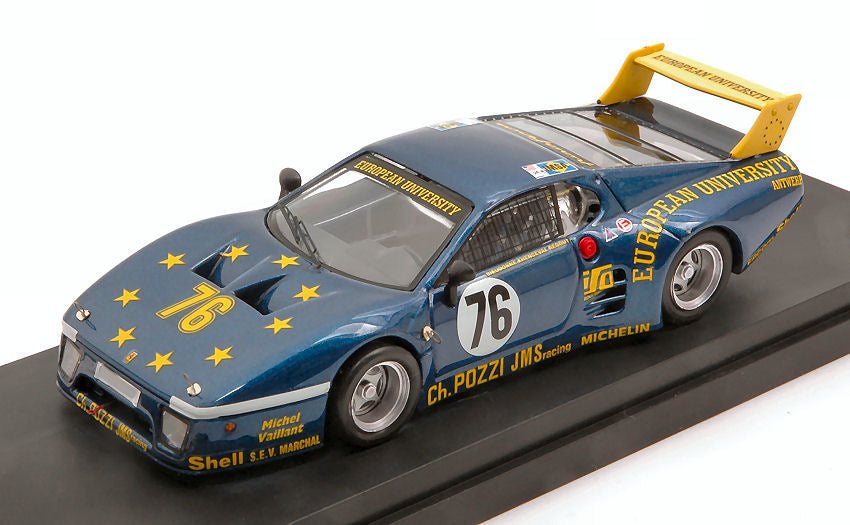 FERRARI 512BB LM TEAM CHARLES POZZI JMS RACING N 76 24h LE MANS 1980 P.DIEUDONNE - J.XHENCEVAL - H.REGOUT BLUE MET YELLOW 1:43