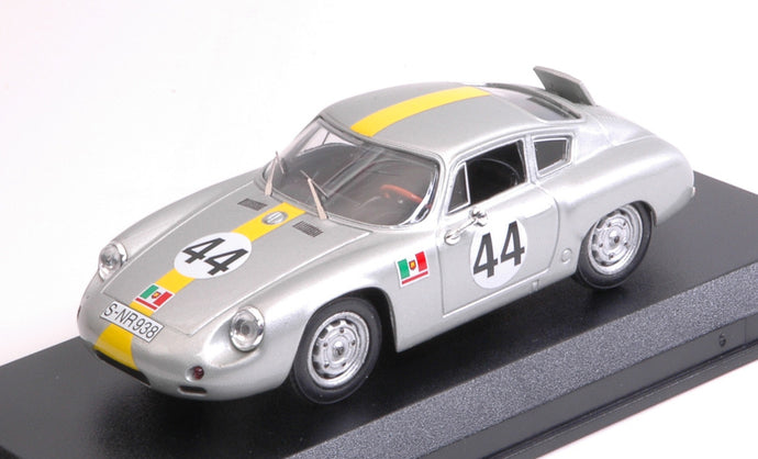 PORSCHE 1600GS ABARTH N 44 TARGA FLORIO 1962 CONTE - PUCCI - BARTH SILVER YELLOW 1:43