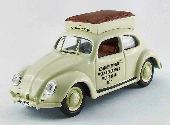 VOLKSWAGEN BEETLE AMBULANCE POMPIERI DI WOLFSBURG 1950 WHITE 1:43