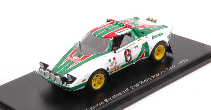 LANCIA STRATOS HF TEAM ALITALIA (night version) N 6 2nd RALLY MONTECARLO 1976 BJORN WALDEGAARD - HANS THORSZELIUS WHITE GREEN RED 1:43