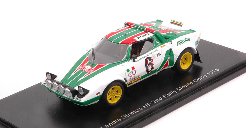 LANCIA STRATOS HF TEAM ALITALIA (night version) N 6 2nd RALLY MONTECARLO 1976 BJORN WALDEGAARD - HANS THORSZELIUS WHITE GREEN RED 1:43