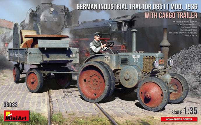 LANZ BULLDOG D8511 GERMAN INDUSTRIAL TRACTOR WITH CARGO TRAILER 1936 / 1:35