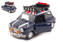 Indlæs billede til gallerivisning MINI COOPER CLASSIC WITH ROOF RACK BULE/WHITE/RED 1:18
