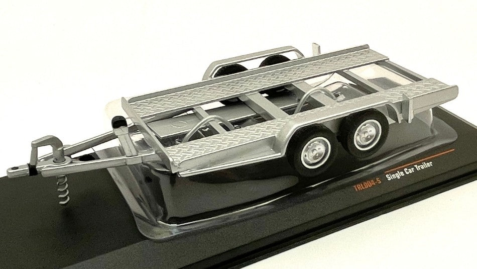 ACCESSORIES CARRELLO TRASPORTO AUTO - CAR TRANSPORTER TRAILER SILVER WHEELS - CAR NOT INCLUDED SILVER BLACK 1:43 fra Ixo Model
