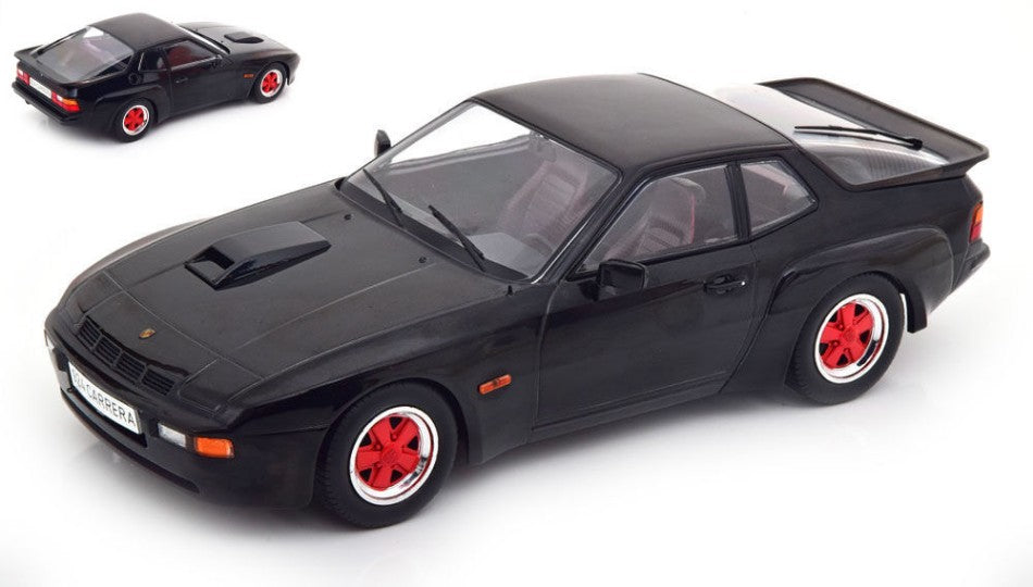 PORSCHE 924 CARRERA GT BLACK WITH RED WHEEL RIMS 1:18