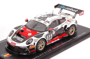 Porsche 911 GT3 R #56 DE LEENER/PEDERSEN/RIZZOLI/SBIRRAZZUOLI 24H SPA 2020 hvid/sort/rød 1:43