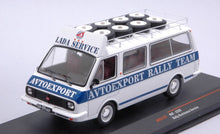 Indlæs billede til gallerivisning RAF 2203 MINIBUS TEAM RALLY LADA SERVICE ASSISTANCE AUTOEXPORT 1983 WHITE BLUE 1:43