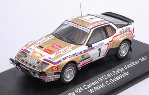 PORSCHE 924 CARRERA GTS N 1 RALLY D'ANTIBES 1981 W.ROHRL - C.GEISTDORFER GOLD WHITE 1:43