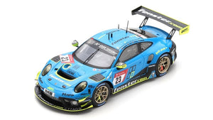 Porsche 911 GT3 R #23 AUST/MENZEL/SEEFRIED 24H NURBURGRING 2021 blå/gul 1:43