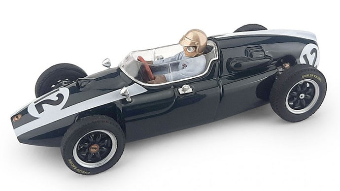 COOPER F1 T51 CLIMAX N 12 WINNER BRITISH GP JACK BRABHAM 1959 WORLD CHAMPION - WITH DRIVER FIGURE GREEN WHITE 1:43