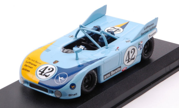 PORSCHE 908/3 N 42 WATKINS GLEN 1972 JOEST - CASONI LIGHT BLUE YELLOW 1:43