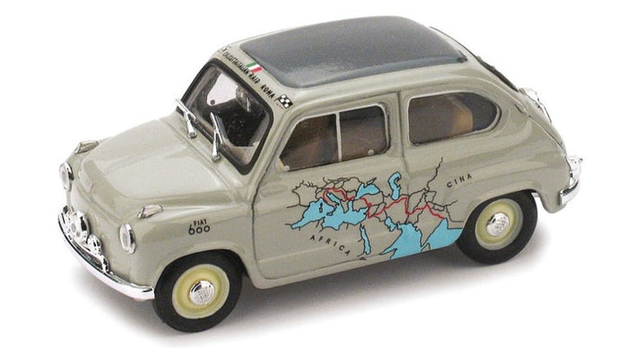 FIAT 600 RALLY RAID ROMA-CALCUTTA 1955 13.260Km IN 11 GIORNI - 11 DAYS GREY 1:43