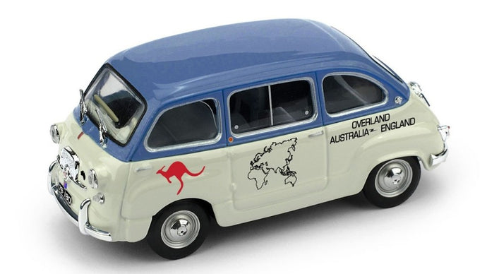 FIAT 600D MULTIPLA 1961 - OVERLAND AUSTRALIA - ENGLAND 1969 BRUCE THOMAS - STUART HARPER WHITE GREEN 1:43