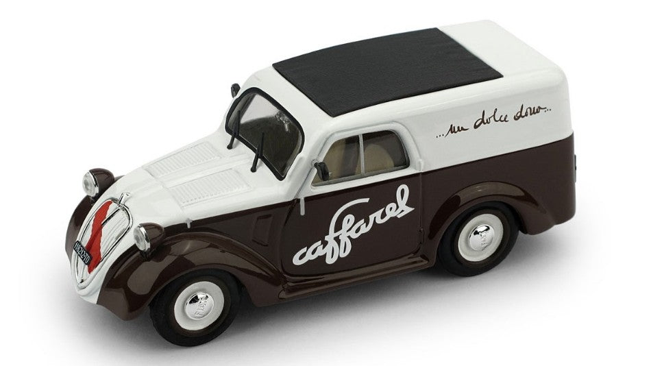FIAT 500B VAN PUBBLICITARIO CAFFAREL CIOCCOLATO 1950 BROWN WHITE 1:43