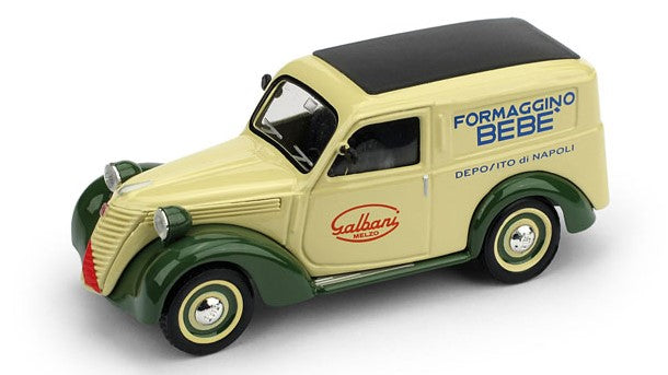 FIAT 1100 FURGONE VAN VEICOLO COMMERCIALE PUBLICITAIRE GALBANI MELZO MILANO DEPOSITO DI NAPOLI 1950 CREAM GREEN 1:43