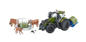 VALTRA T254 TRACTOR WITH PLAYSET FLEMING BALE LIFTER 2019 GREEN 1:32