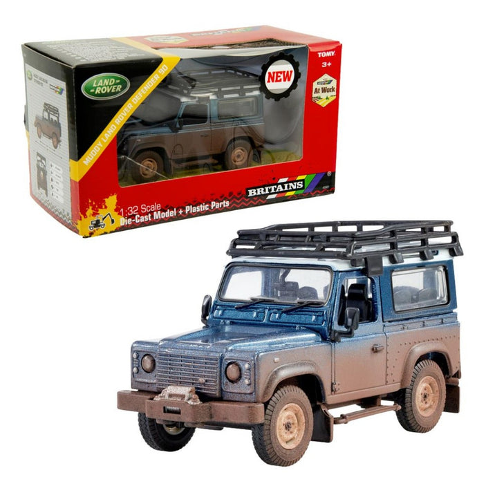 LAND ROVER LAND DEFENDER 90 MUDDY (DIRTY VERSION) 1984 BLUE MET 1:32